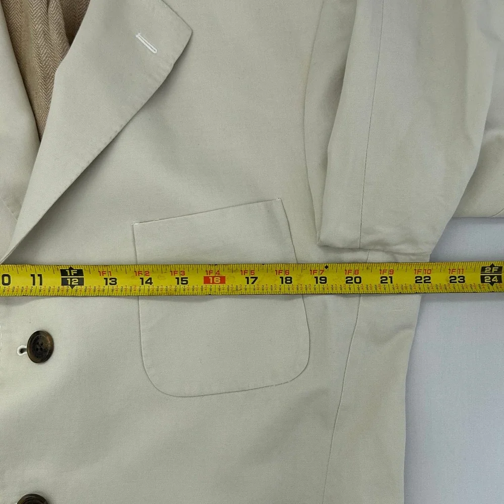 Brooks Brothers Blazer Mens L Cream Linen Blend Lined Jacket Sport Coat Irish - Picture 9 of 13